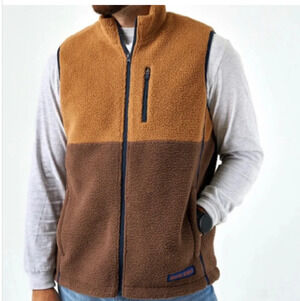NWT Burlebo Montana Vest Men's Size L Orange & Brown Sherpa (1308)